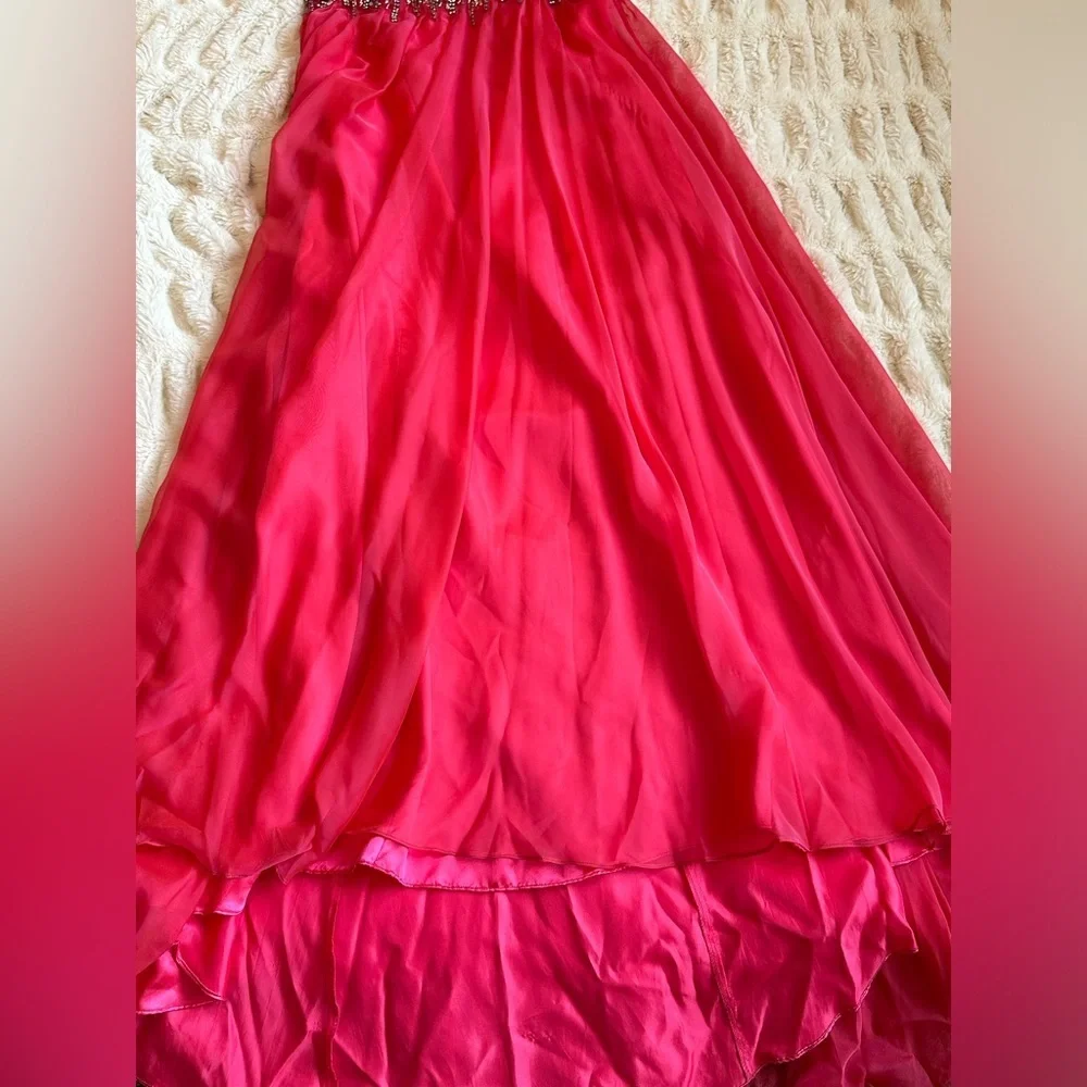 Sherri Hill 3909 Barbie Pink Strapless Long Formal Dress Prom Pageant Sz 2 - Picture 10 of 13